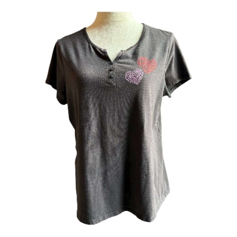 Simply Basic Henley Heart Graphic Tee Sleepwear (2380)
